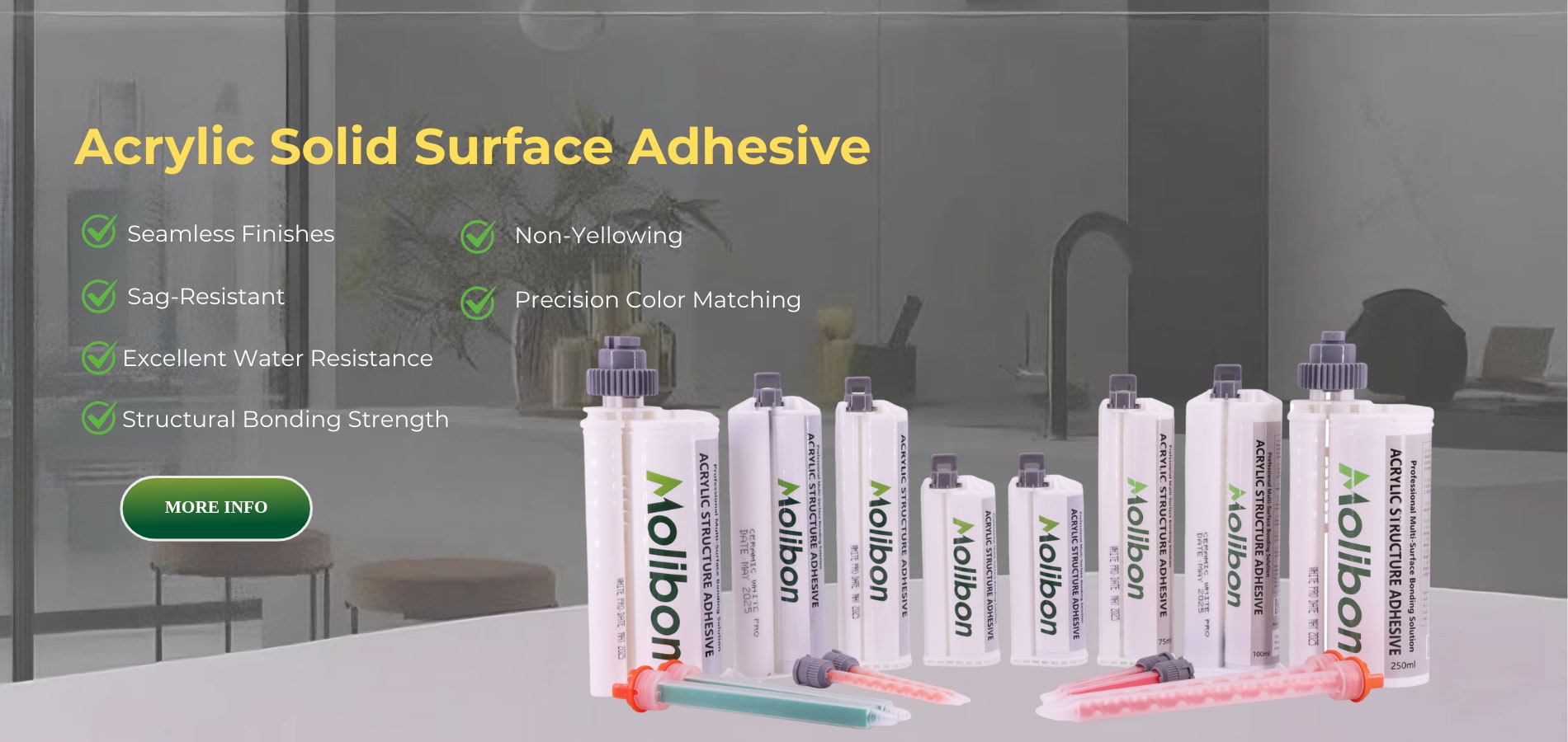 Adhésif acrylique pour surfaces solides